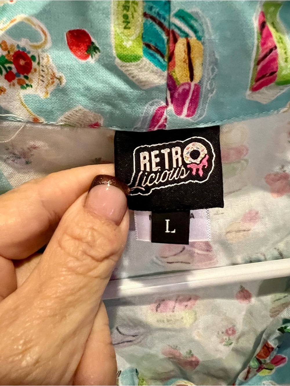 Retrolicious Light Blue Dessert Print Blouse